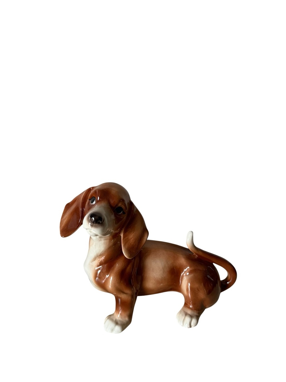 Vintage Dachshund Dog Figurine Glossy Brown - Decorative Pet Statue Home Decor